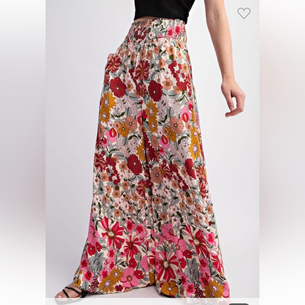 Floral Wide Leg Palazzo Pants, size Medium - Picture 3 of 8